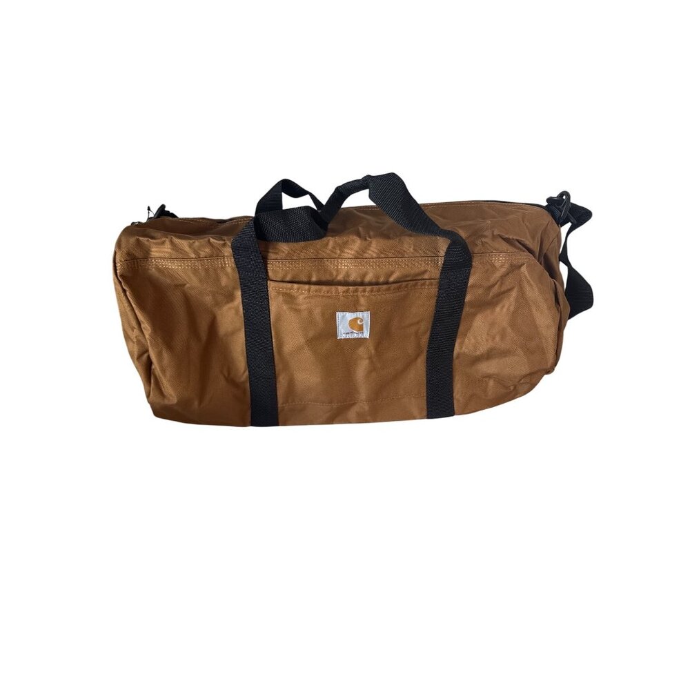 Carhartt Duffel Bag Brown Durable Water-Resistant Nylon Adjustable Strap Packabl - Picture 2 of 10